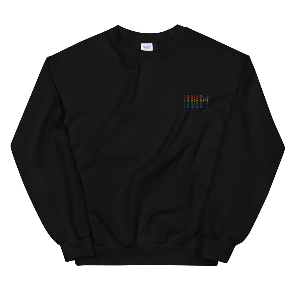 I'M NEW HERE embroidered crewneck